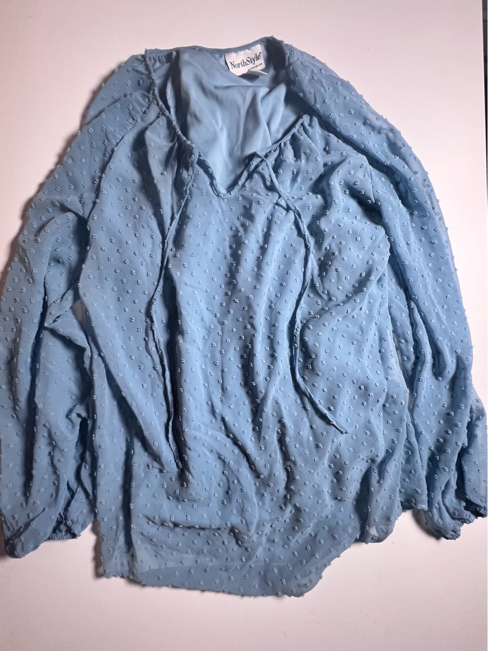 NorthStyle Light Blue Swiss Dot Top